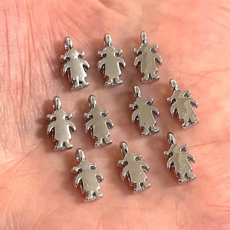 Charms fille plaqué argent, 10 pièces dans un paquet