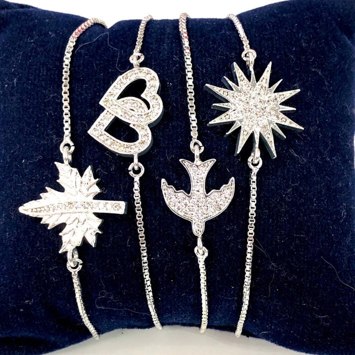 Heart&amp;Tinkerbell Double Loop Silver Plated Charms, Bracelet Charms, Connector Charms