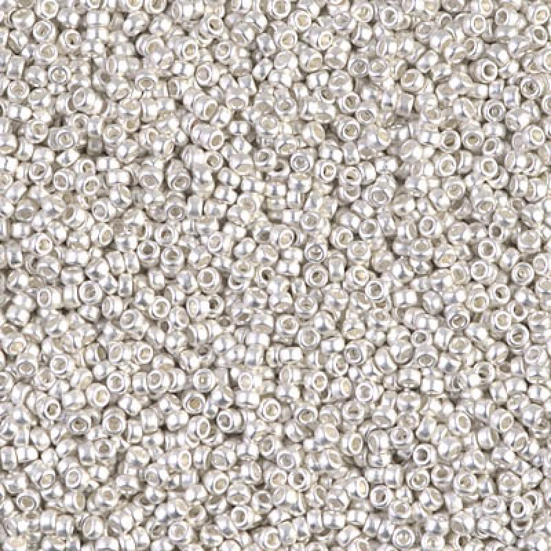 Miyuki Seed Beads 15/0, 0961F - Matted Bright Sterling Plated, 2 Gr