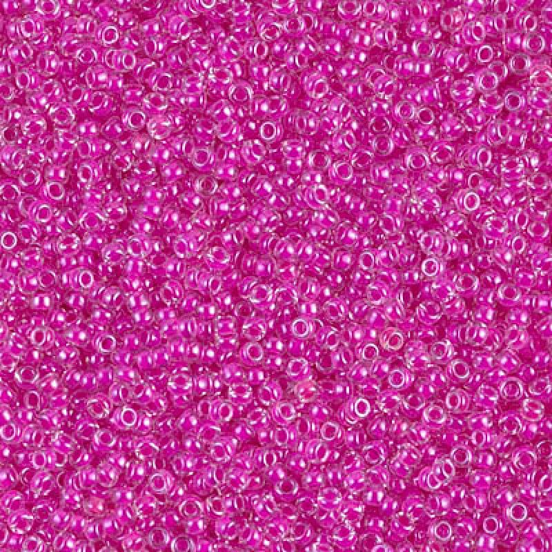 Miyuki Seed Beads 15/0, 0209 - Fuchsia Lined Crystal, 10 Gr