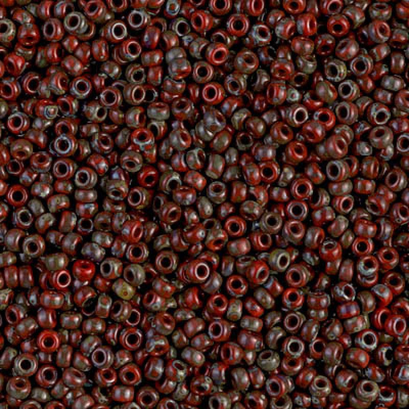 Miyuki Seed Beads 6/0 Picasso Opaque Red Garnet, 4513