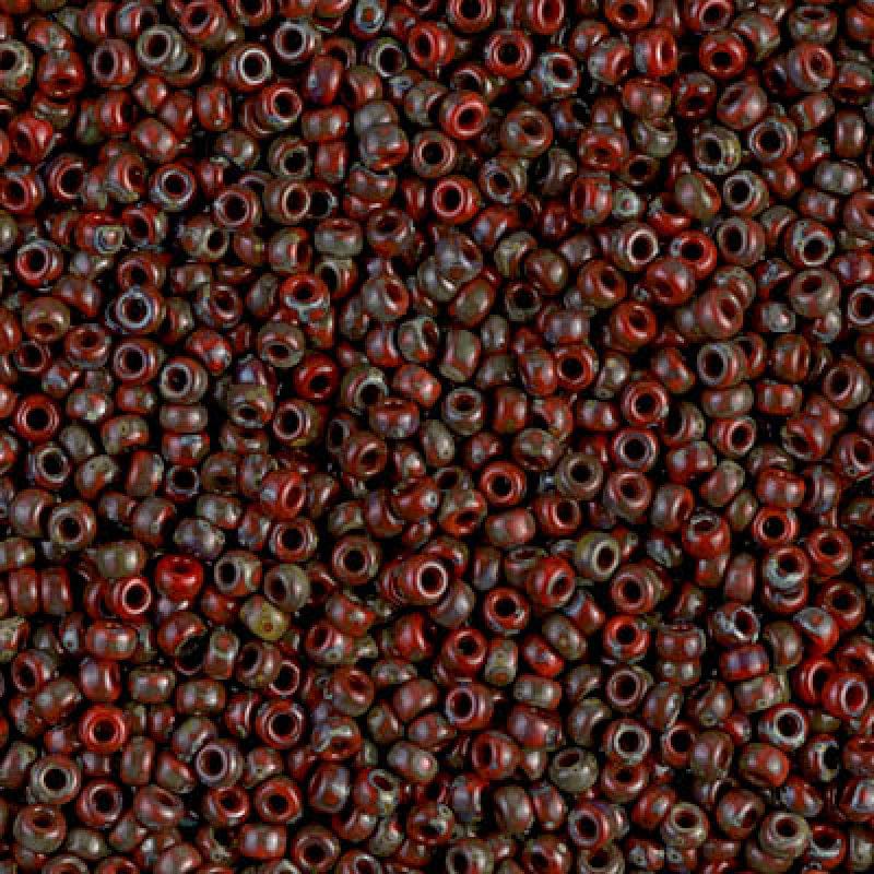 Miyuki Seed Beads 6/0  Picasso Opaque Red Garnet, 4513 £3.3
