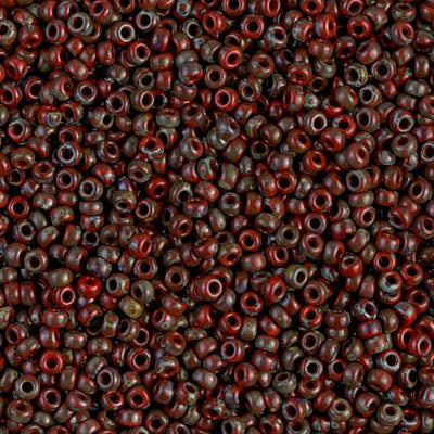 Miyuki Seed Beads 11/0 Picasso Opaque Red Garnet  , 4513-NEW!!!£2.65