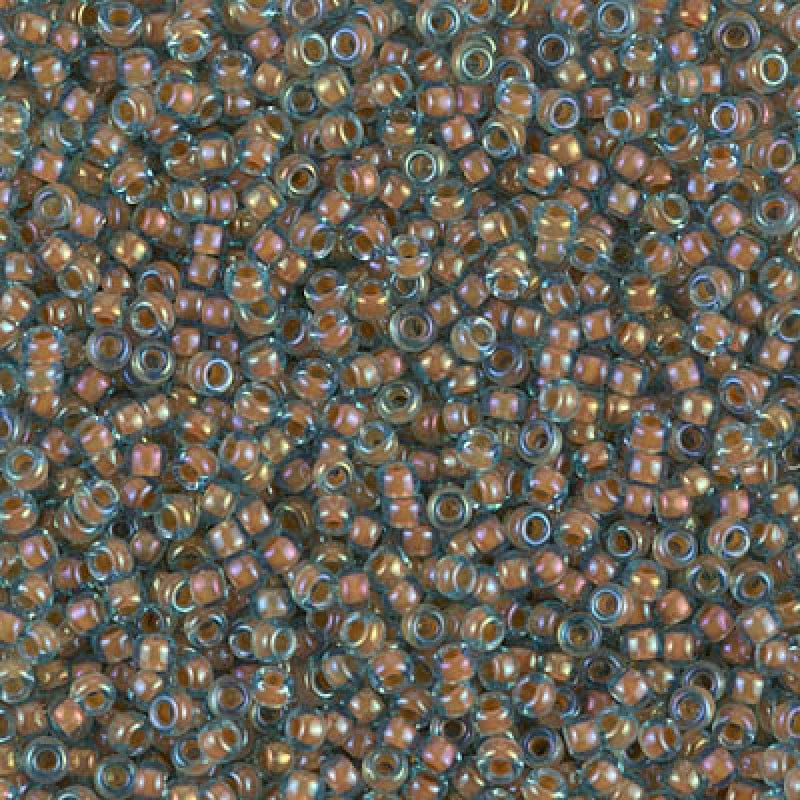 Miyuki Seed Beads 15/0, 0351 - Peach Lined Aqua Luster, 10 Gr