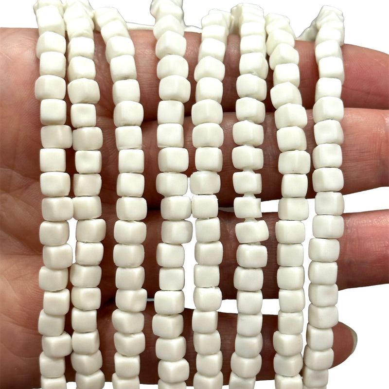 White Polymer Clay Cube 4mm Beads, 4mm Polymer Clay Spacers