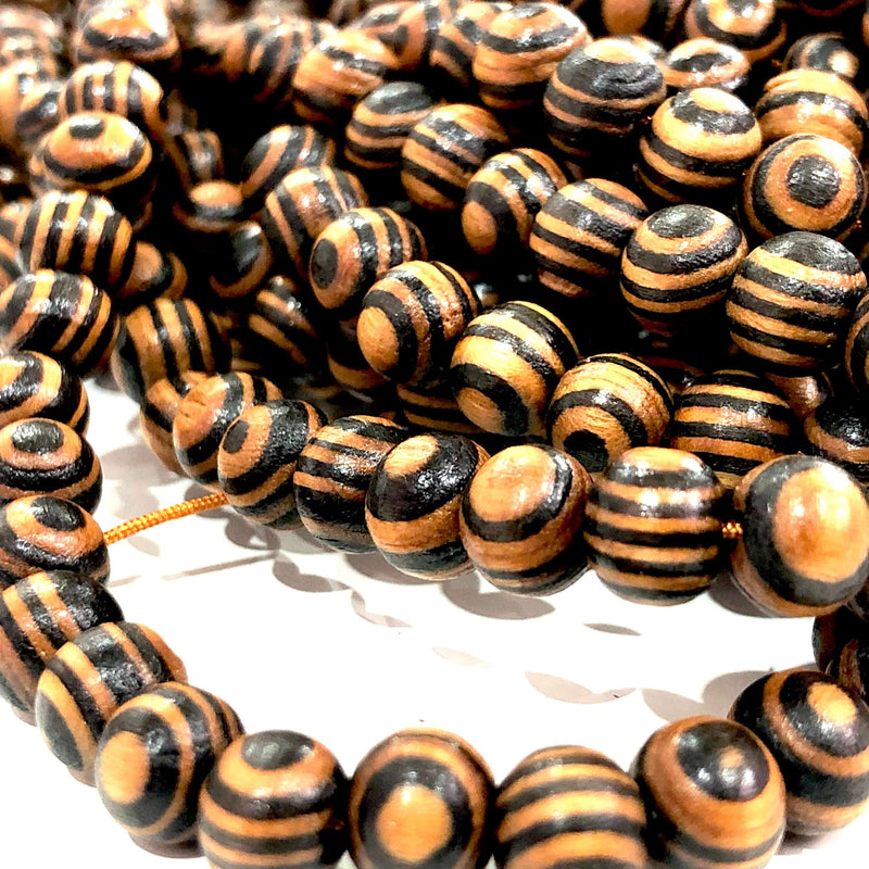 10mm Tiger Skin Sandalwood Beads, Natural Tiger Skin Sandalwood Beads, 44 Beads on a strand£4