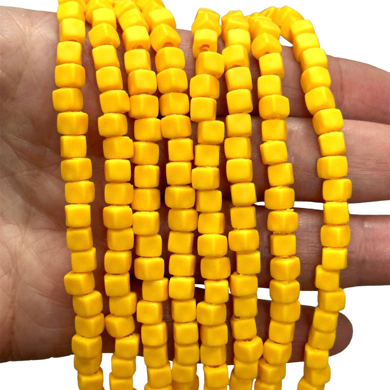 Yellow Polymer Clay Cube 4mm Beads, 4mm Polymer Clay Spacers